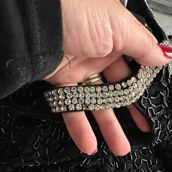 FLAWED - NWT Mac Duggal Beaded Sleeveless High Neck Column Gown Black 4 #8517 - Picture 10 of 13